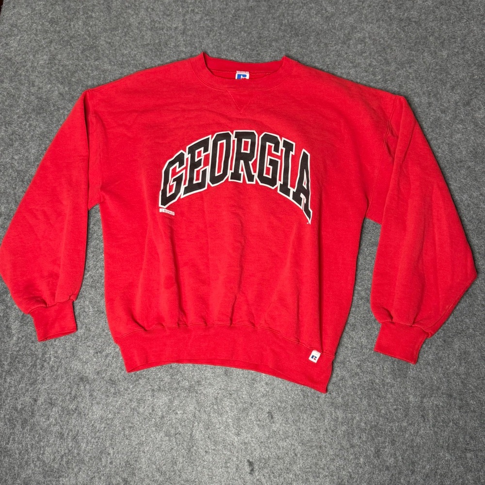 Vintage Russell Athletic Georgia Bulldogs Sweatshirt XL Red Made in USA 90s